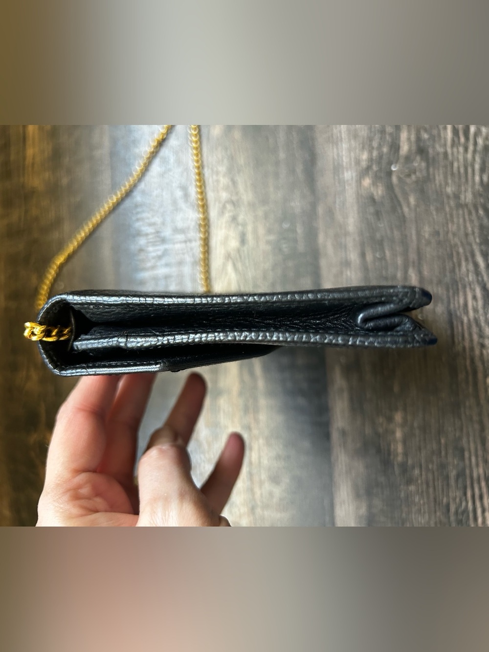 Authentic Vintage Christian Dior Black Leather Chain Clutch Envelope Mini Bag - Picture 6 of 12